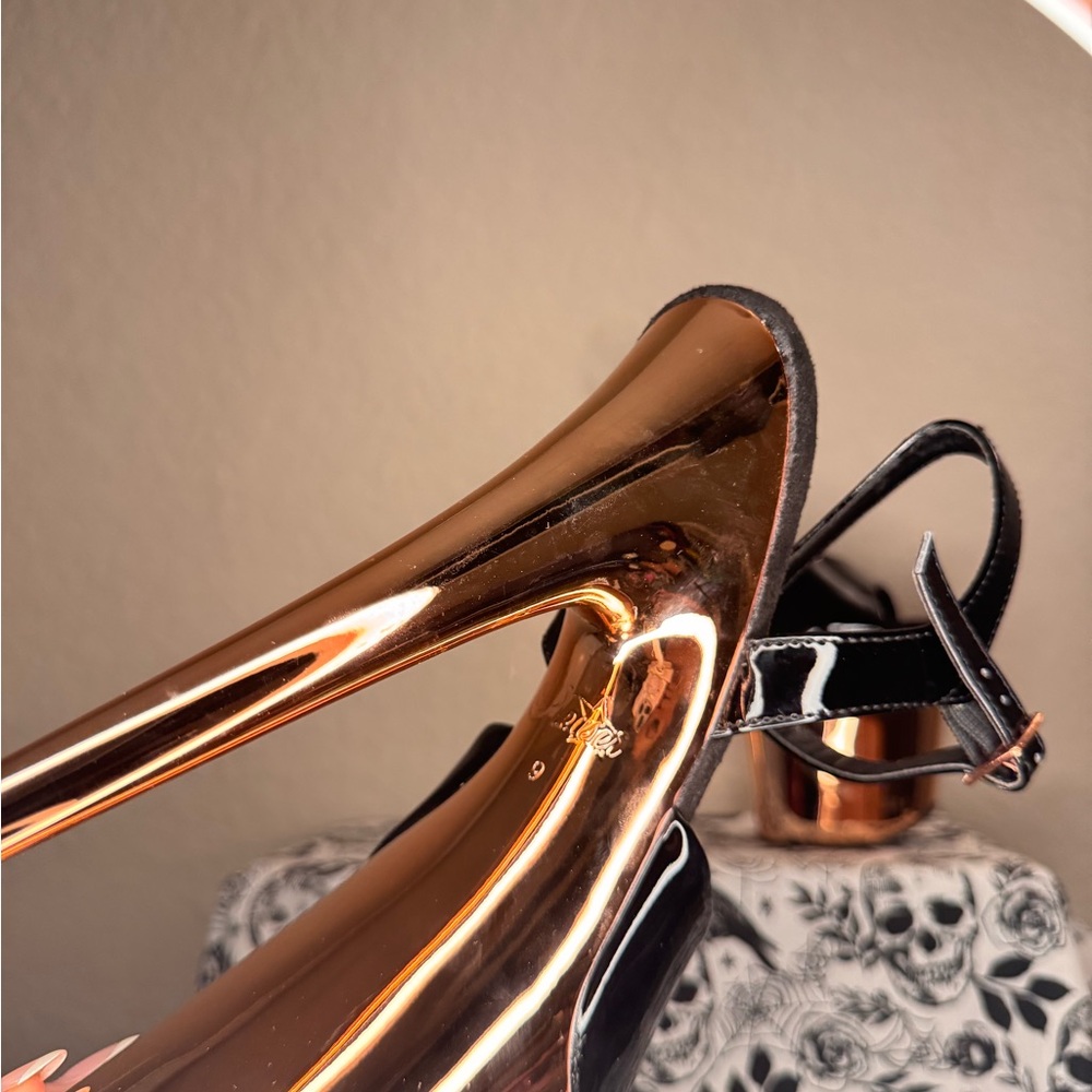 Pleaser Black and Rose Gold Platform Heels - Picture 8 of 12